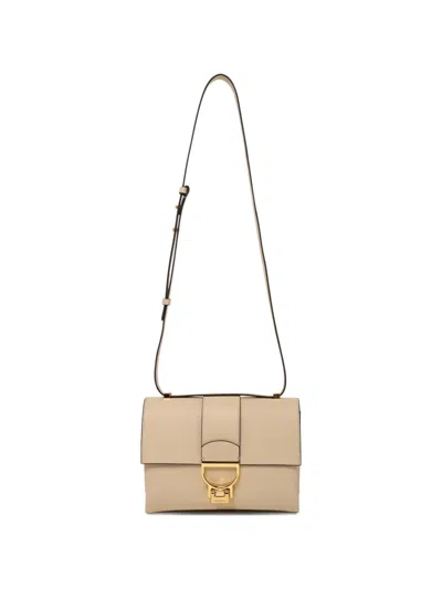 Coccinelle Arlettis Leather Shoulder Bag In Nude