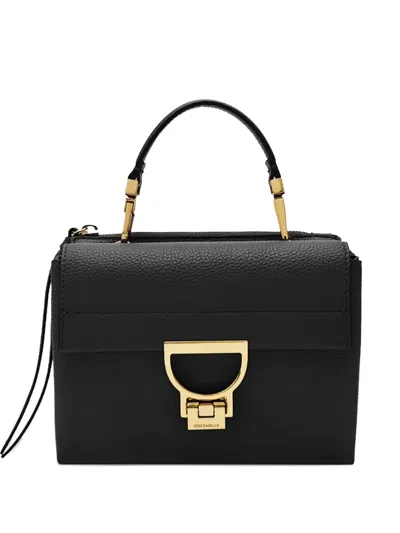 Coccinelle Arlettis Leather Top-handle Tote Bag In Black