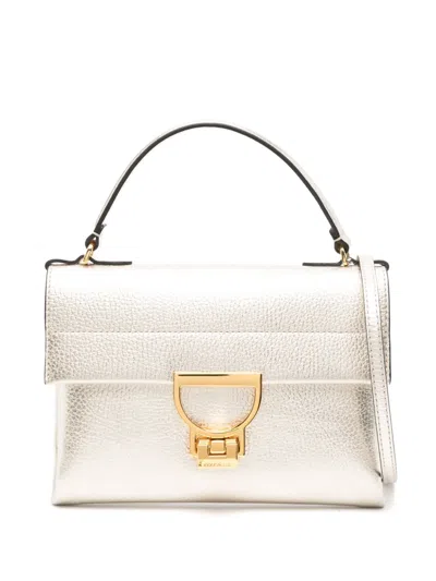 Coccinelle Arlettis Leather Tote Bag In Gold