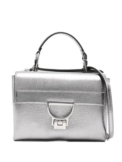 Coccinelle Arlettis Metallic-effect Shoulder Bag In Gray