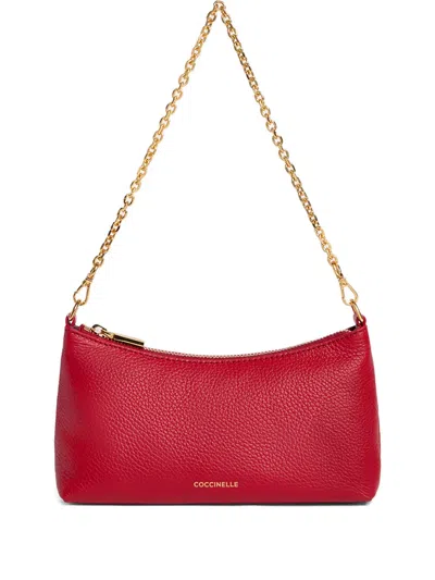 Coccinelle Aura Chain-strap Shoulder Bag In Red
