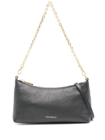 Coccinelle Aura Leather Cross Body Bag In Black