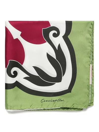 Coccinelle Azulejos Silk Scarf In Green