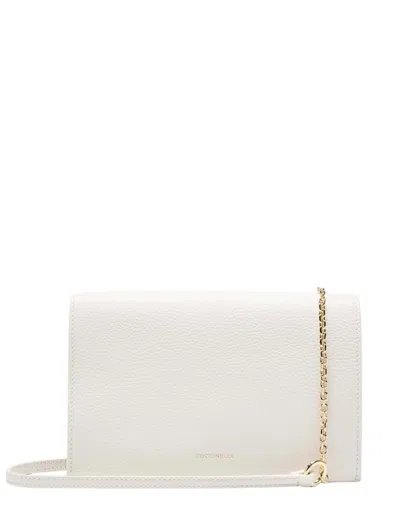 Coccinelle Dandy Foldover-top Shoulder Bag In Blanco