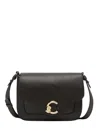 Coccinelle Small C-me Leather Crossbody Bag In Black