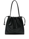 Coccinelle Black Vitello Leather Handbag With Drawstring Closure