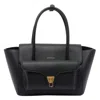 Coccinelle Double Beat Leather Tote Bag In Black