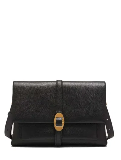 Coccinelle Logo-buckle Clutch Bag In Black