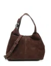 Coccinelle Structured Suede Shoulder Bag With Detachable Strap In Brown