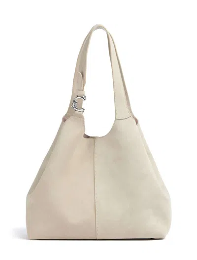 Coccinelle Mini C-easy Suede Shoulder Bag In Neutral
