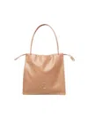 Coccinelle Logo Embossed Drawstring Tote Bag In Beige