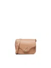 Coccinelle Nude Leather Shoulder Bag With Logo In Beige