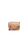 Coccinelle Nude Leather Shoulder Bag With Logo In Beige