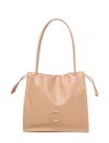 Coccinelle Logo Embossed Drawstring Tote Bag In Beige