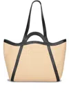 Coccinelle Amalia Raffia Tote Bag Nude And Black In Beige
