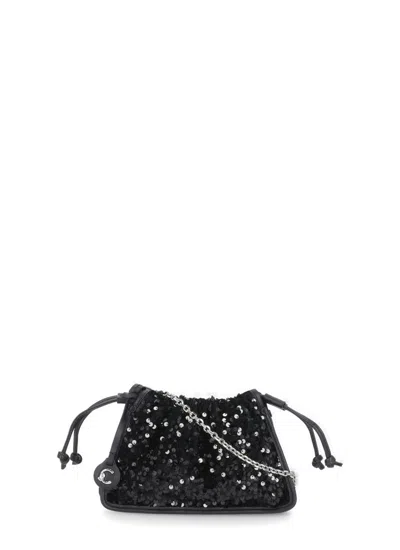 Coccinelle Black Dulse Paillette Leather Hand Bag