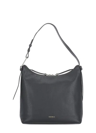 Coccinelle Malory Logo Stamp Small Shoulder Bag In Black