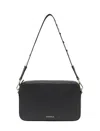 Coccinelle Tebe Textured Zip-top Crossbody Bag In Black