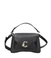 Coccinelle Structured Cowhide Leather Handbag With Adjustable Strap In Black