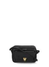 Coccinelle Pebbled Leather Shoulder Bag With Gold Tone Accents In Black