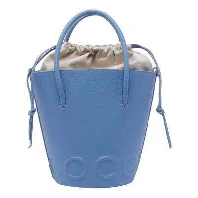 Coccinelle Myrtha Maxi Logo Medium Bucket Bag In Blue