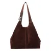 Coccinelle Suede Leather Shoulder Bag In Brown