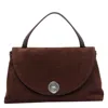 Coccinelle Suede Leather Shoulder Bag With Top Handle In Brown