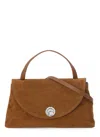 Coccinelle Suede Leather Shoulder Bag With Top Handle In Brown