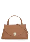 Coccinelle Curved Top Handbag With Circular Detail And Detachable Shoulder Strap In Brown