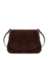 Coccinelle Suede Leather Shoulder Bag In Brown