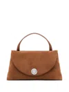 Coccinelle Suede Leather Shoulder Bag With Top Handle In Brown