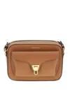 Coccinelle Textured Leather Crossbody Bag In Brown