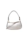 Coccinelle Gold Metallic Leather Shoulder Bag In Silver