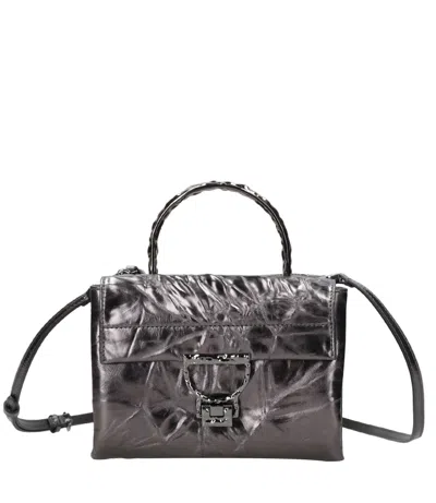 Coccinelle Metallic Leather Handbag In Silver