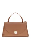 Coccinelle Curved Top Handbag With Circular Detail And Detachable Shoulder Strap In Brown