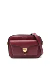 Coccinelle Structured Textured Leather Shoulder Bag In Red