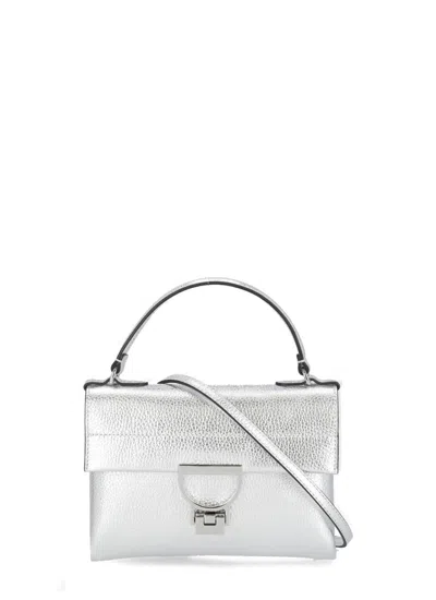 Coccinelle Mini Arlettis Top Handle Bag In Silver