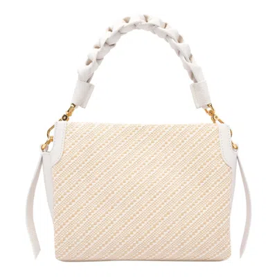 Coccinelle Bohemian Straw Handbag In White
