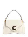 Coccinelle Cream Calf Leather Bos Taurus Handbag In Neutral
