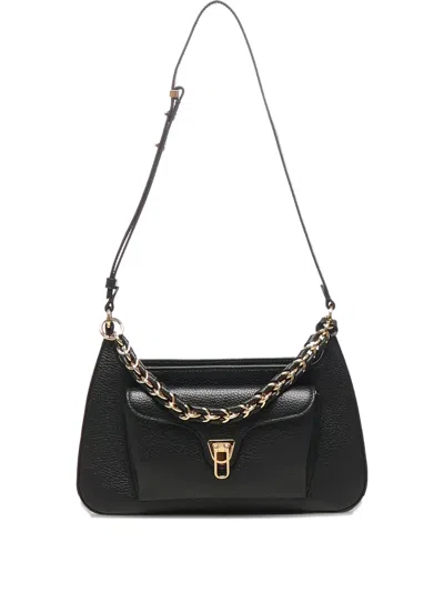 Coccinelle Beat Chain-trimmed Shoulder Bag In Black