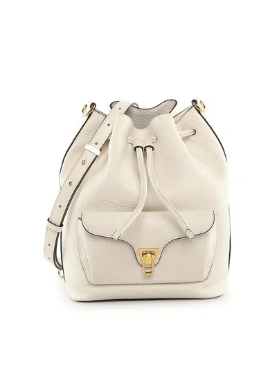 Coccinelle Beat Generation Medium Leather Bag In White