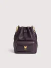 Coccinelle Bucket-style Backpack In Textured Burgundy Leather In Purple