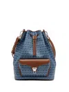 Coccinelle Beat Generation Monogram Drawstring Bucket Bag In Blue