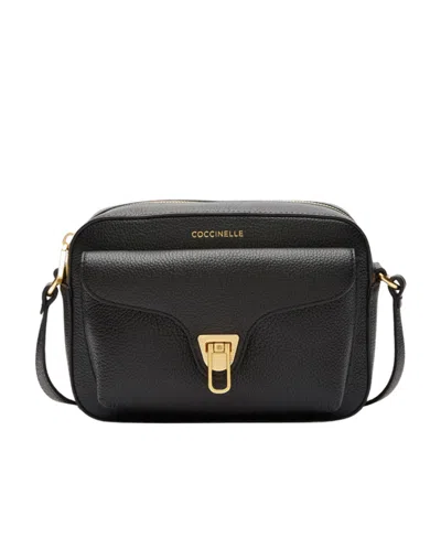 Coccinelle Beat Logo Stamp Small Shoulder Bag In Black