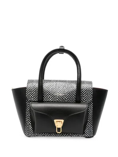 Coccinelle Beat Snakeskin-effect Tote Bag In Black