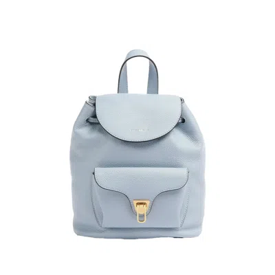 Coccinelle Beat Soft Backpack In Leather In Mist Blue