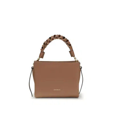 Coccinelle Beige Calf Leather Bos Taurus Shoulder Bag In Brown