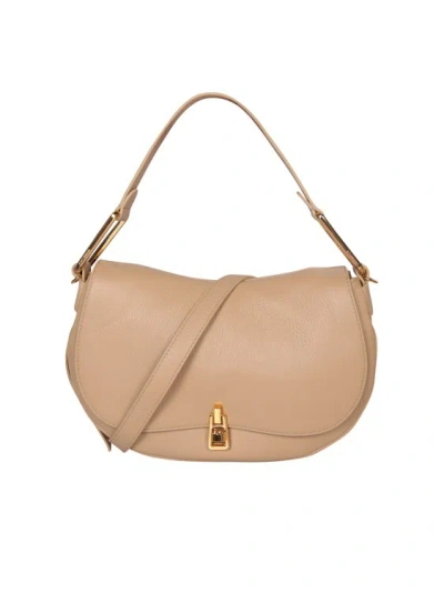 Coccinelle Beige Leather Shoulder Bag In Brown