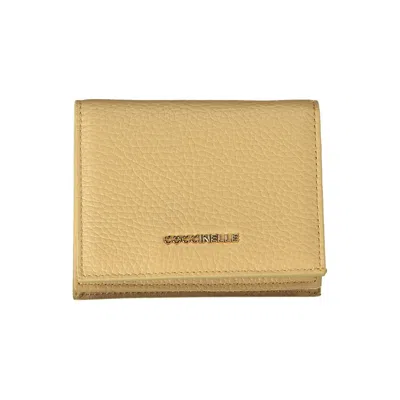 Coccinelle Beige Leather Wallet In Yellow