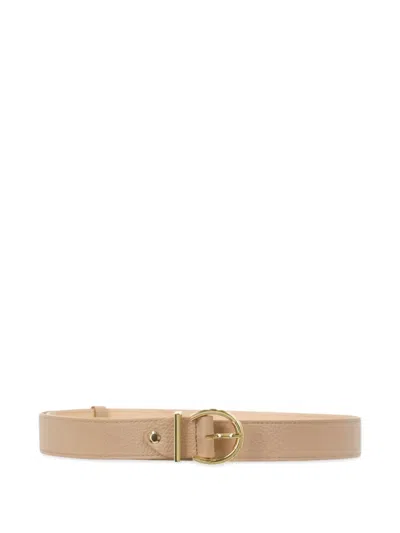 Coccinelle Beth Calf-leather Buckle Belt In Brown